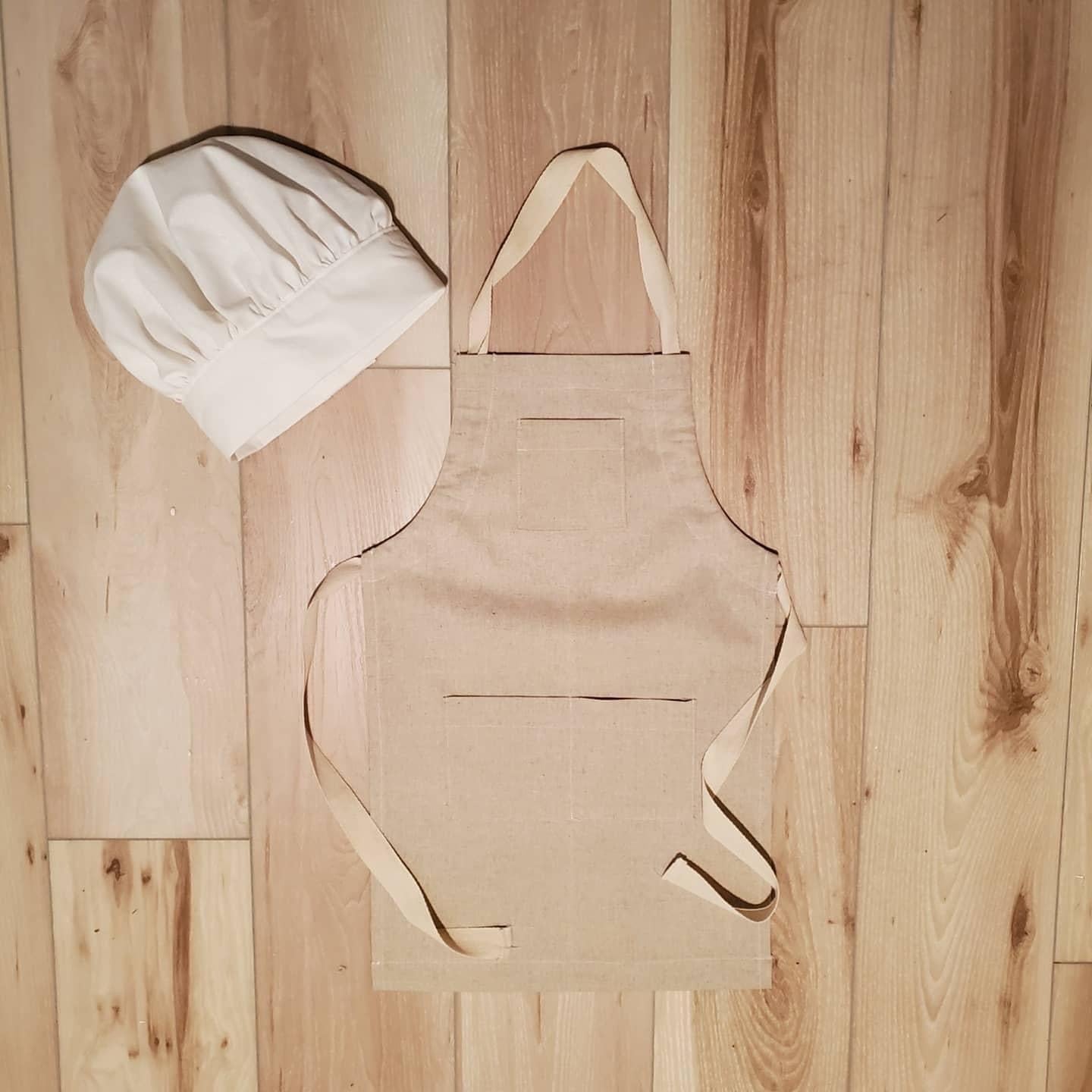 Little Chef Linen Apron and Hat Set